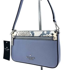Kate Spade Leila Convertible Leather Mini Pachette Bag Snakeskin Blue (NWT)
